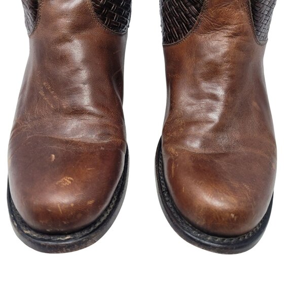 Vtg Stetson‎ Knee-High Brown Woven Leather Equestrian Boots Sz 8.5 Handmade - Picture 8 of 16